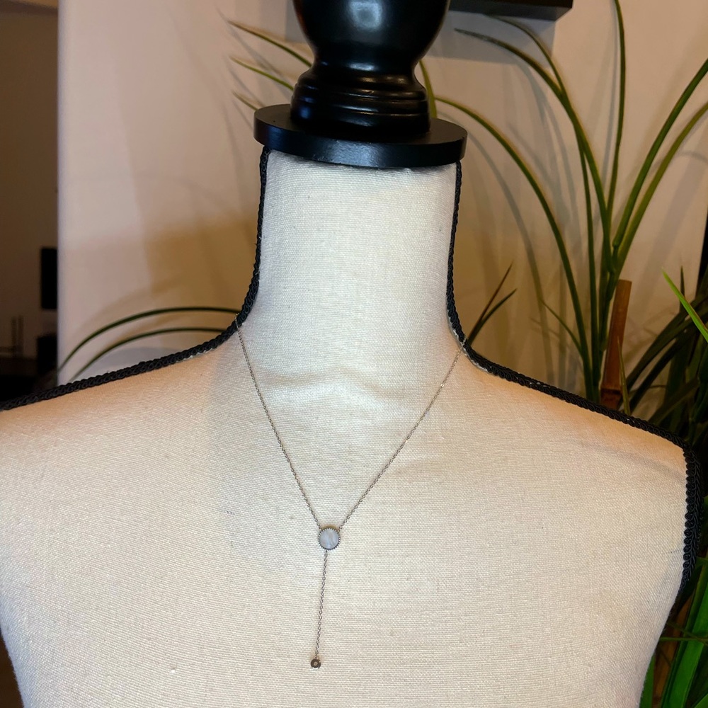 Semiprecious silver y drop necklace trendy designer Emma Chloe Paris boutique